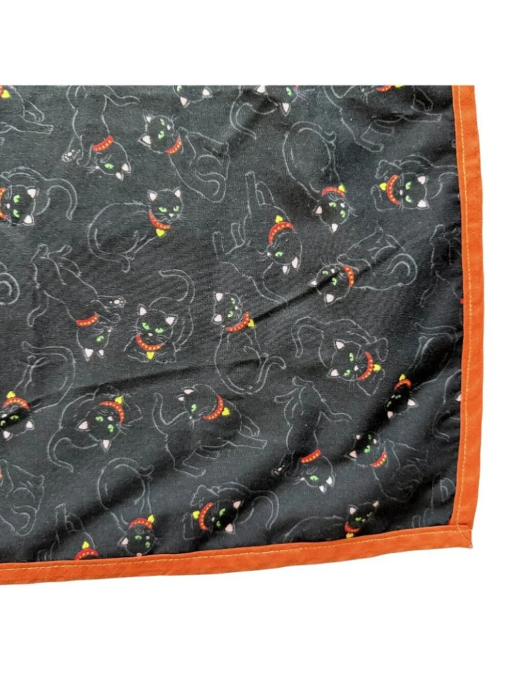 VTG Black Cat Halloween Square Card Table Tablecloth Cotton Whimsigoth Witchy